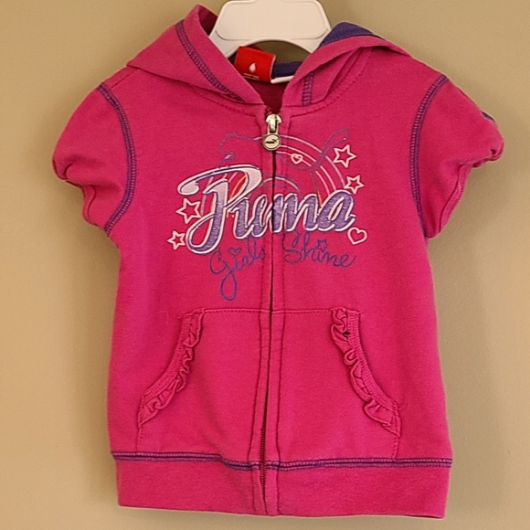 Puma pink hooded zip up top - Picture 1 of 5
